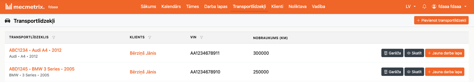 Vehicle management and repair history — Screenshot 2