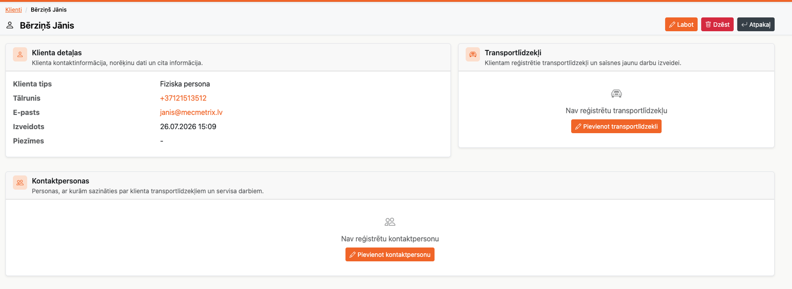 Client management — Screenshot 2